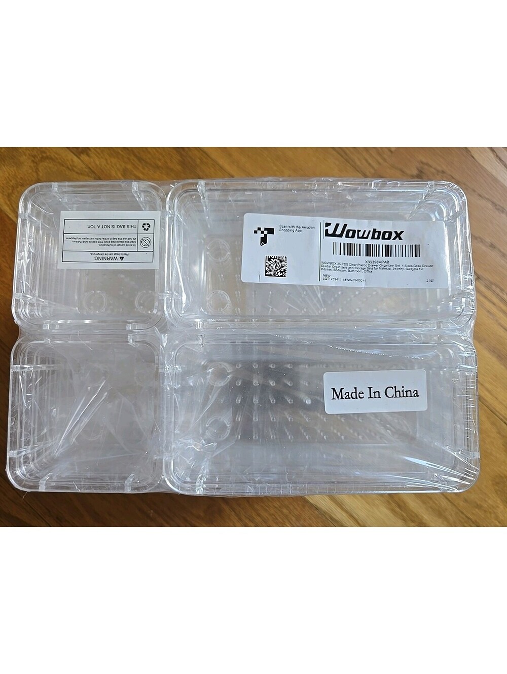 New Wowbox 25 Pcs Clear Plastic Drawer Organizer Set 4 Sizes Desk Drawer Divider